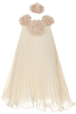 A-Line Ärmelloses Perlenbesetztes Blumenmädchenkleid mit Blume