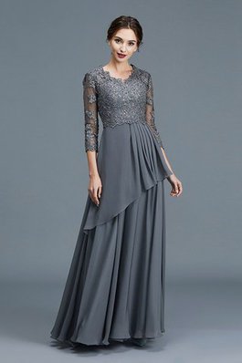 Robe mère de mariée a-ligne en 3/4 manche jusqu'au sol de lotus avec chiffon