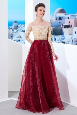 Prinzessin Organza A Linie Sittsames Ballkleid mit Langen Ärmeln