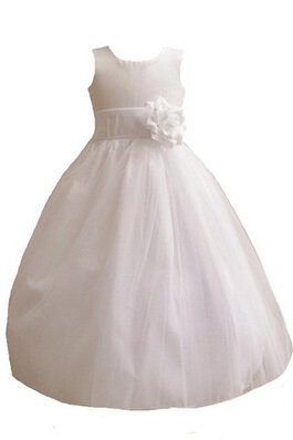 Robe de cortège enfant manche nulle a-ligne encolure ronde avec fleurs