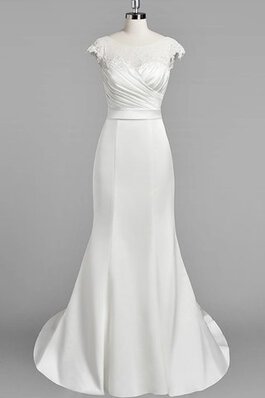 Robe de mariée elégant ceinture en étoffe avec zip col en bateau a plage