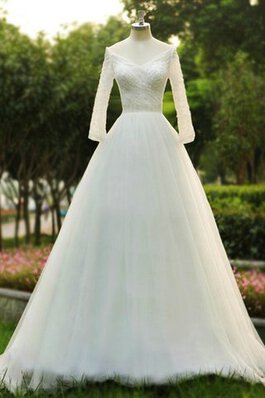 Robe de mariée humble plissé avec perle longueur au ras du sol textile en tulle