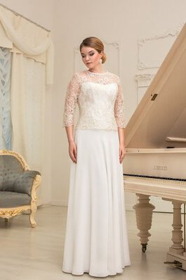 Abito da Sposa A-Line Cerniera Tubino conservatore con Tre Quarti Lunghezza Maniche decorato