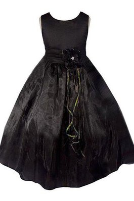 A-Line Ärmellos Taft bodenlanges Blumenmädchenkleid mit Schmetterlingsknoten