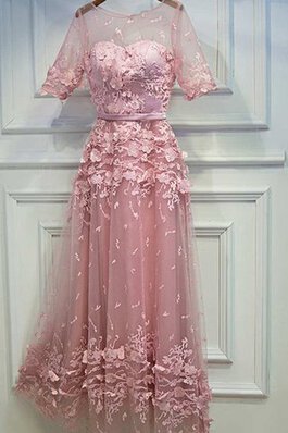 Robe de bal vintage appliques avec ruban ceinture en étoffe ligne a