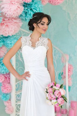 Robe de mariée simple décontracté avec chiffon de col en v de fourreau