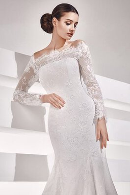 Robe de mariée naturel avec lacets jusqu'au sol de traîne courte maillot