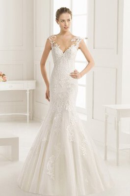 Abito da Sposa All Aperto Shiena Sheer in Pizzo Sirena particolare V-Scollo