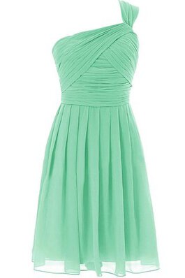 Chiffon A-Linie Ärmellos ein Schulterfreies mini Brautjungfernkleid