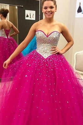 Tüll Herz-Ausschnitt Satin A-Linie Reißverschluss Quinceanera Kleid mit Rücken Schnürung