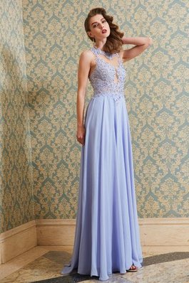 Robe de bal appliques a-ligne manche nulle en chiffon col u profond