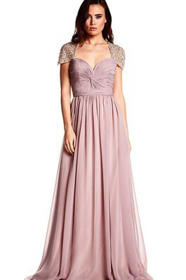 Robe de bal vintage simple avec manche épeules enveloppants avec manche courte avec chiffon