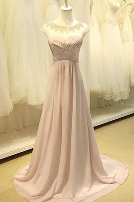 A Linie Reißverschluss Chiffon normale Taille Ballkleid mit gekappten Ärmeln mit Rüschen