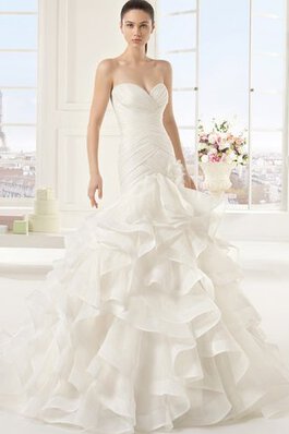 Robe de mariée à la mode ruchés plongeants ruché avec sans manches de col en cœur