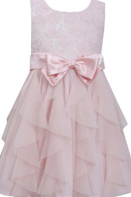 Ärmellos Blumenmädchenkleid mit Schmetterlingsknoten mit Rüschen