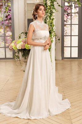 A-Line Leuchtenden Ärmelloses Brautkleid mit Empire Taille mit Bordüre