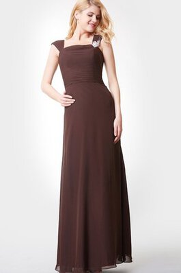 Vestido de Dama de Honor de Corte-A en Gasa de Largo de Escote Cuadrado de Sin mangas