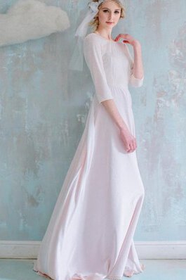 Robe demoiselle d'honneur simple modeste ligne a en 3/4 manche de col bateau