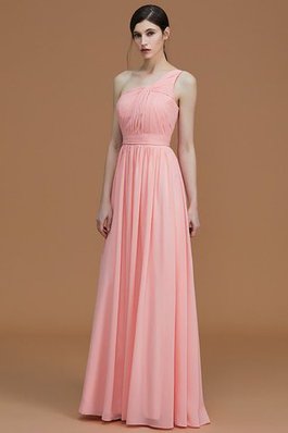 Ärmelloses Chiffon A Linie Gerüschtes Ein Schulterfreies Brautjungfernkleid