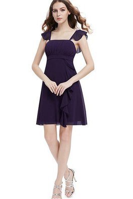 Gerüschtes a linie bodenlanges kurzes Brautjungfernkleid mit gekappten Ärmeln mit Rüschen