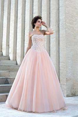 Abito da Sposa Elegante Cerniera in Raso Senza Maniche Lunghi