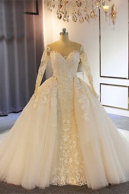 Robe de mariée en satin en dentelle spécial naturel longue