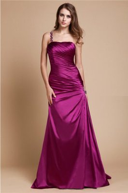 Robe de bal longue d'épaule asymétrique a-ligne avec zip avec perle