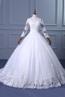 Robe de mariée eclaté luxueux vintage d'épaule asymétrique avec manche longue