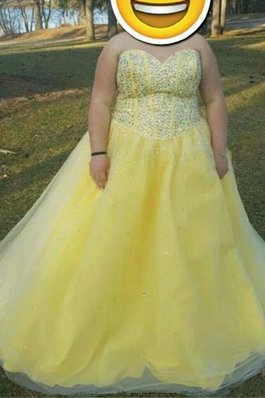 Vestido de Fiesta de Corte-A de Corte princesa en Tul de Abalorio de Sin mangas