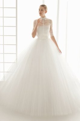 Robe de mariée delicat vintage moderne avec gaze de col haut