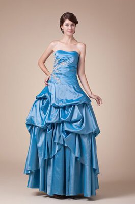 Plissiertes Ärmelloses Duchesse-Linie Quinceanera Kleid mit Applikation mit Pick-Ups