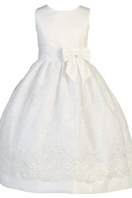 Robe de cortège enfant avec nœud avec décoration dentelle avec sans manches a-ligne