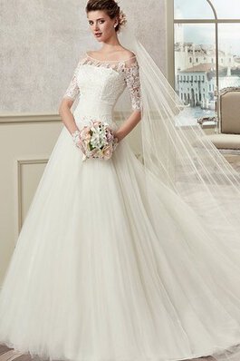 Modesto Vestido de Novia de Pura espalda de Hasta el suelo