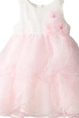 Abito da Cerimonia Bambini Tondo con Fiocco A-Line con Seghettato in Organza in Tulle