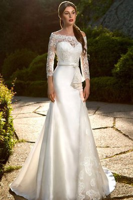 Robe de mariée plissage avec manche 3/4 avec nœud ligne a de lotus