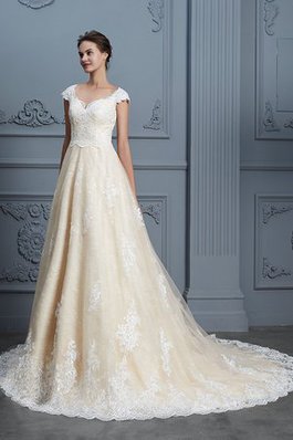 Robe de mariée éblouissant brodé avec perle de traîne moyenne charmeuse