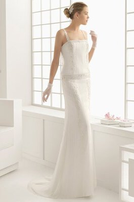 Tiefe Taile attraktives langes informelles Brautkleid mit Applike mit Sweep zug