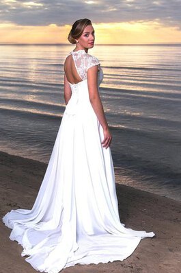 Abito da Sposa con Fusciacca moda con Nastro con Applique con Manica Corte V-Scollo