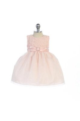 Robe de cortège enfant ceinture manche nulle avec fleurs de mode de bal en organza