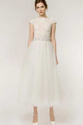 Robe de mariée simple appliques avec manche courte avec ruban