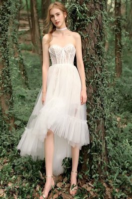 Attraktiv Mini Romantisches Informelles Brautkleid mit Rüschen