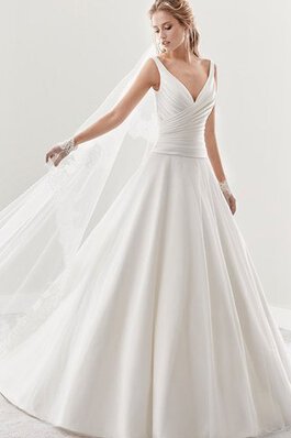 Elegante Vestido de Novia de Cola Corte de Plisado de Sin mangas