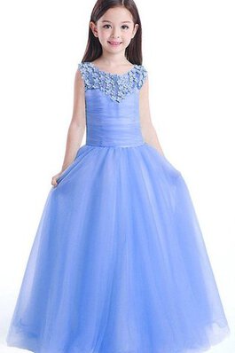 Abito da Cerimonia Bambini in Tulle A-Line Cappellino con Manica Corte Naturale A Terra