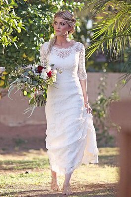 Vestido de Novia de Corte Sirena de La mitad de manga de Escote redondo