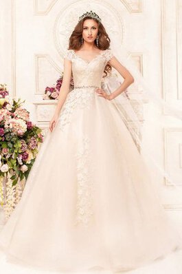 Spitze Duchesse-Linie bodenlanges Brautkleid mit Bordüre mit Applike