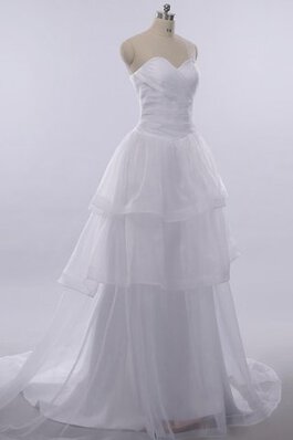 Robe de mariée plissage avec gradins manche nulle en tulle a-ligne