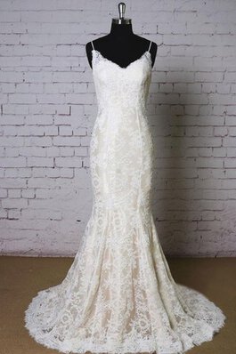 Abito da Sposa Schiena Nuda a riva Vintage Coda A Strascico Corto Elegante in Pizzo