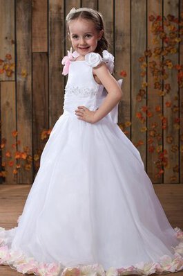 Robe de cortège enfant plissage avec fleurs appliques ligne a