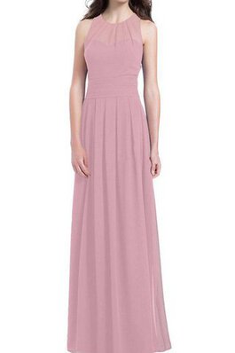 Gerüschtes Chiffon A-Line bodenlanges langes Brautjungfernkleid