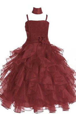 Robe de cortège enfant de lotus bretelles spaghetti manche nulle ligne a en organza